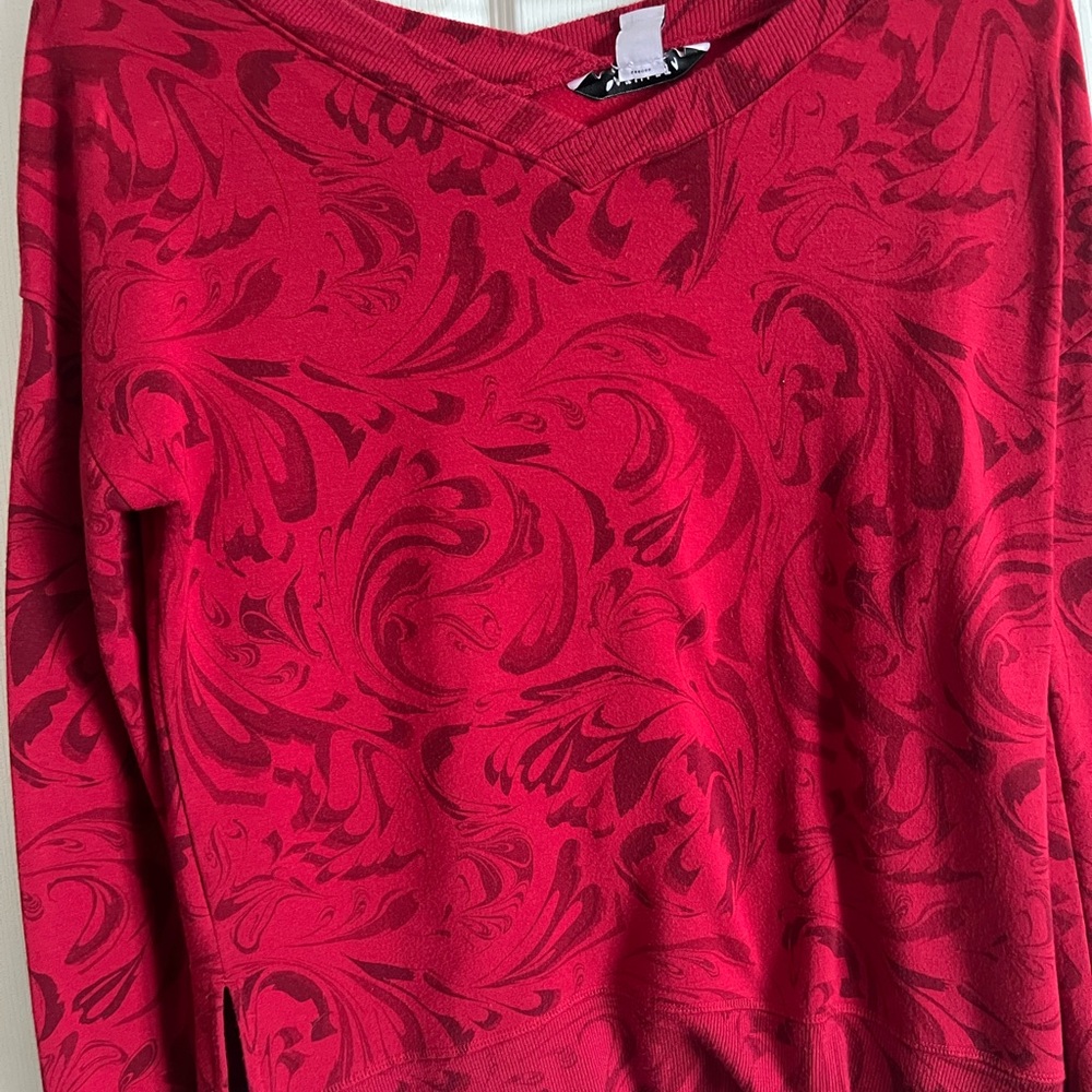 Athleta Coster Lux Red Artistic Sweatshirt